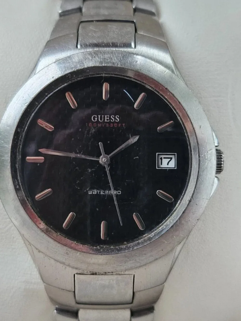 Vintage Guess Waterpro Men Wristwatch Date Calendar Analog Quartz Wrist Watch